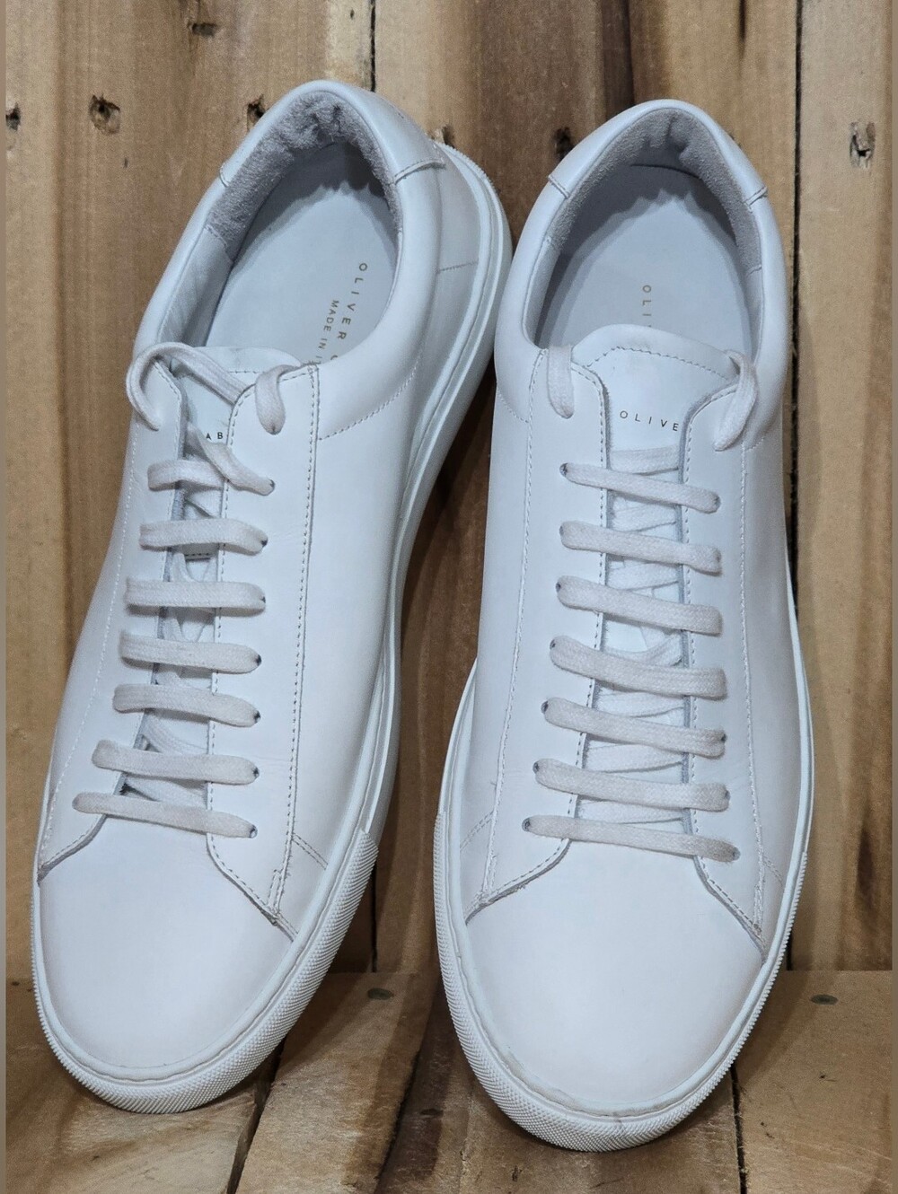 OLIVER CABELL Low 1 11 US / 44 Mens White Italian Leather Sneakers Minimalist